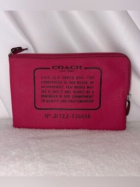Coach Hot Pink Canvas large Zip Pouch- like new!!